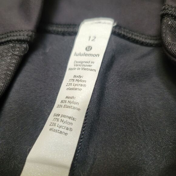 Lululemon Power Lines 21” Crop Leggings Women’s 12 Black Reflective Mid Rise - Picture 5 of 7